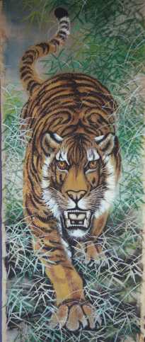 Male tiger silk painting